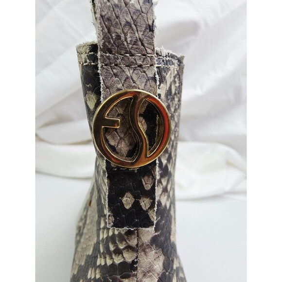 Franco Sarto Size 7M Womens Snake Print Side Zip Shay Logo Tag Ankle Boots - Picture 12 of 14